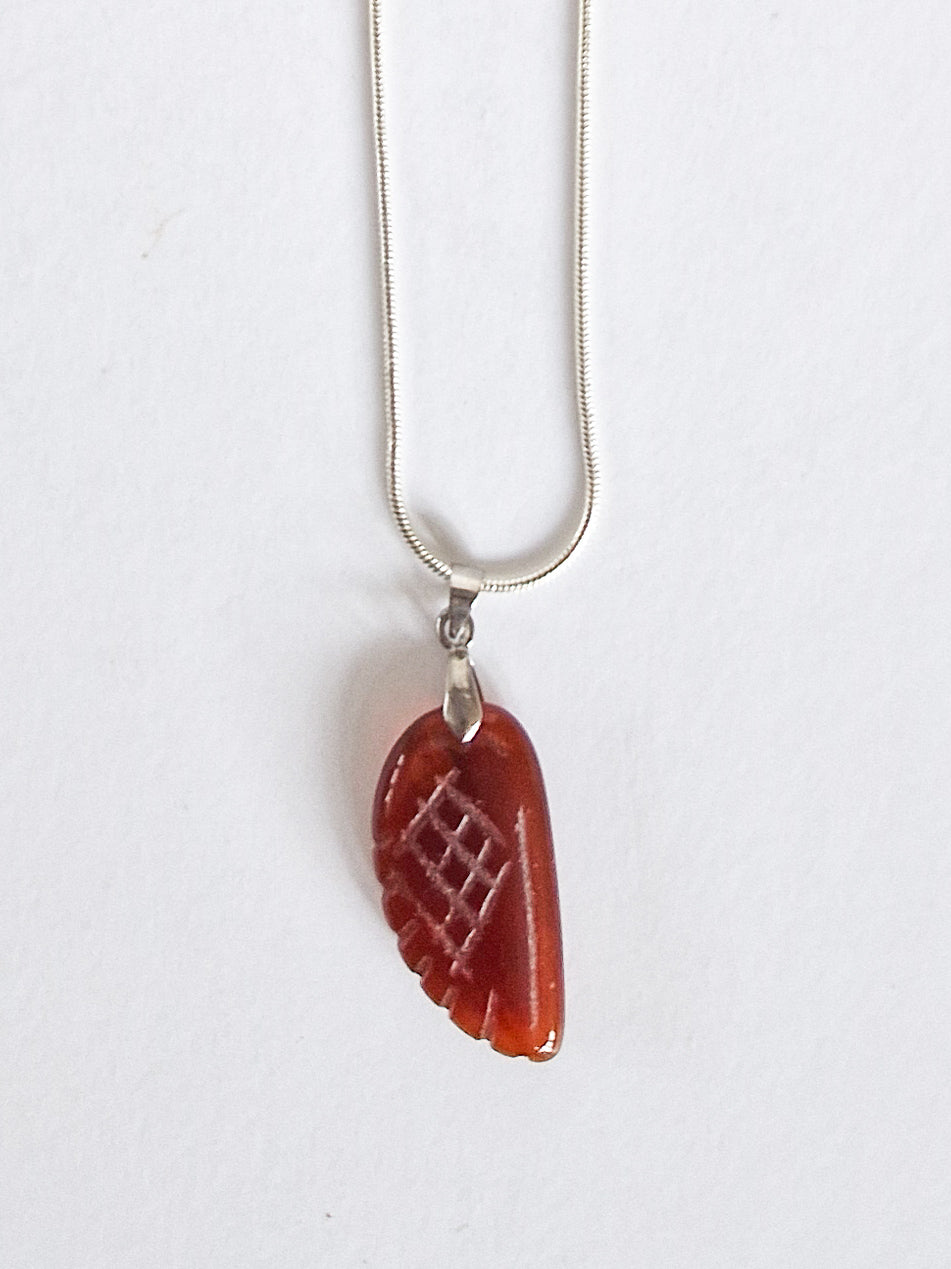 Carnelian Angel wing pendant with chain