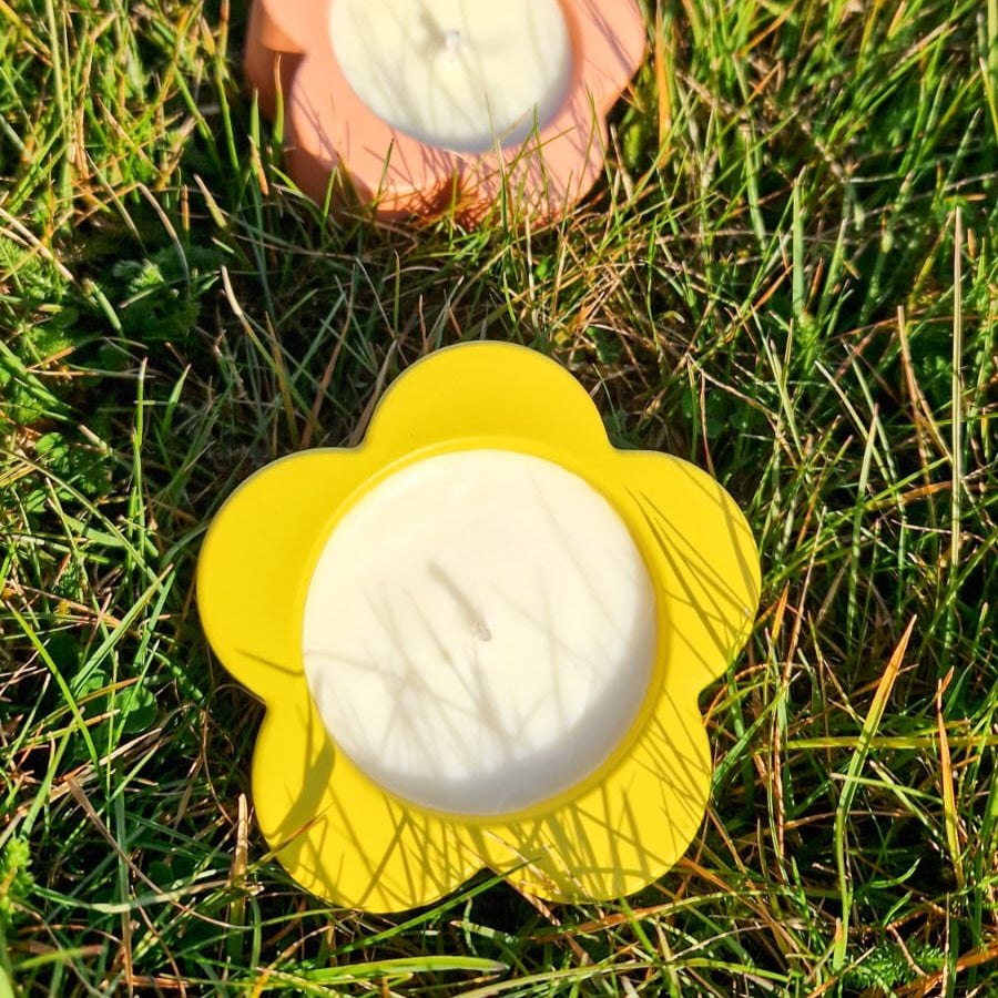 Yellow Flower Shaped Candle