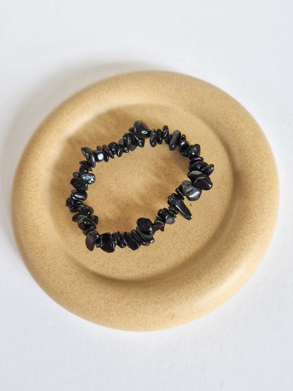 Black tourmaline stone chip bracelet