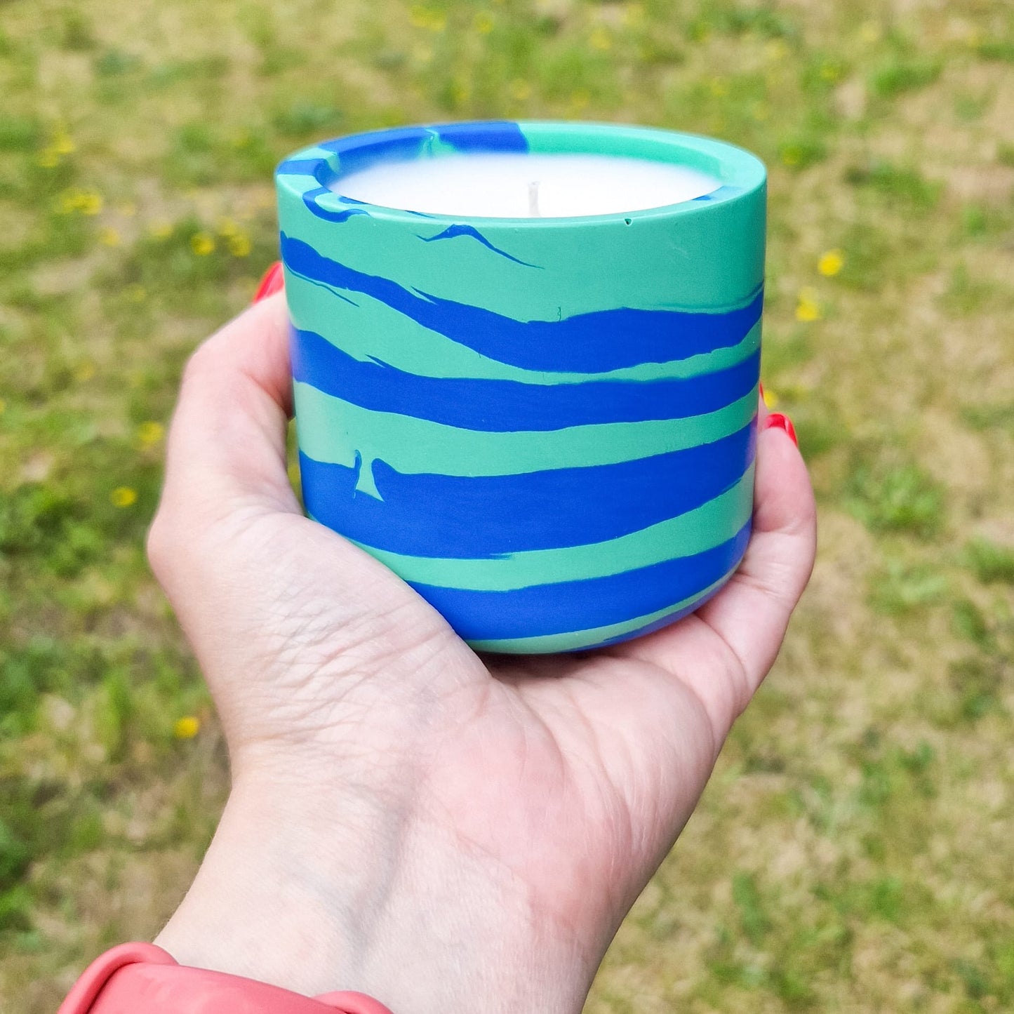 Blue and Green twist - Lemongrass Scented Candle