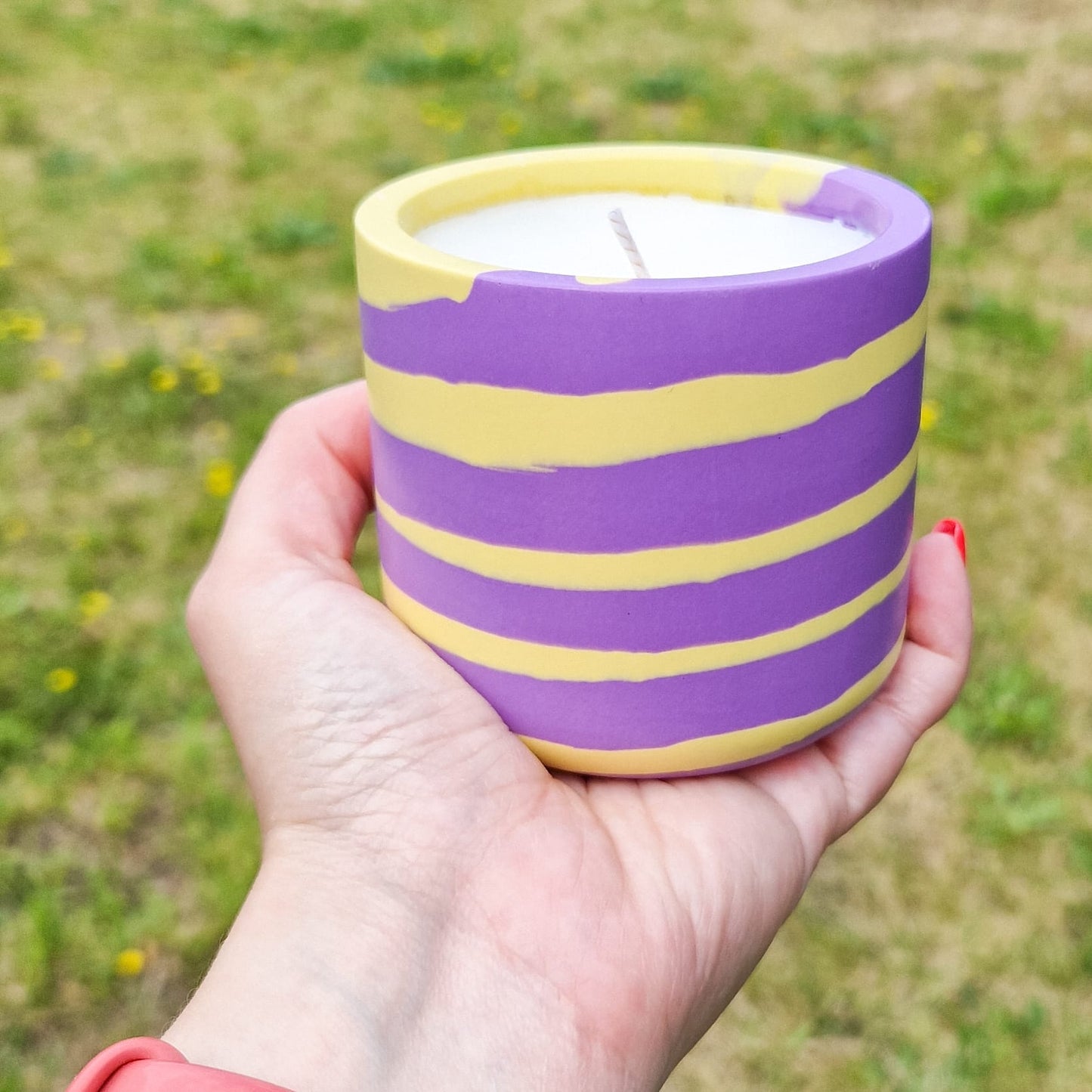 Purple and yellow twist - Chamomile Scented Candle