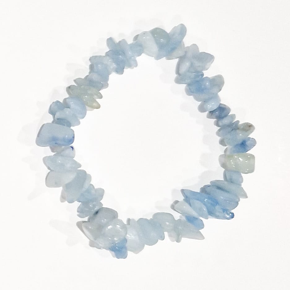 Aquamarine stone chip bracelet