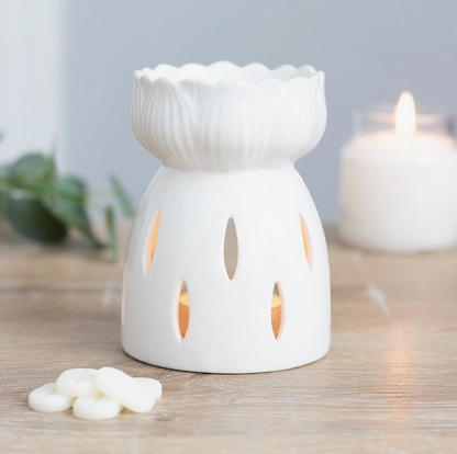 White Lotus Flower Oil Burner and Wax Melt Warmer