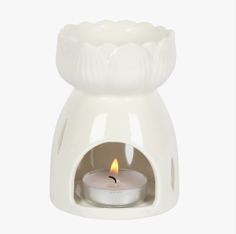 White Lotus Flower Oil Burner and Wax Melt Warmer